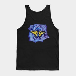 Watercolor blue rose and butterfly Tank Top
